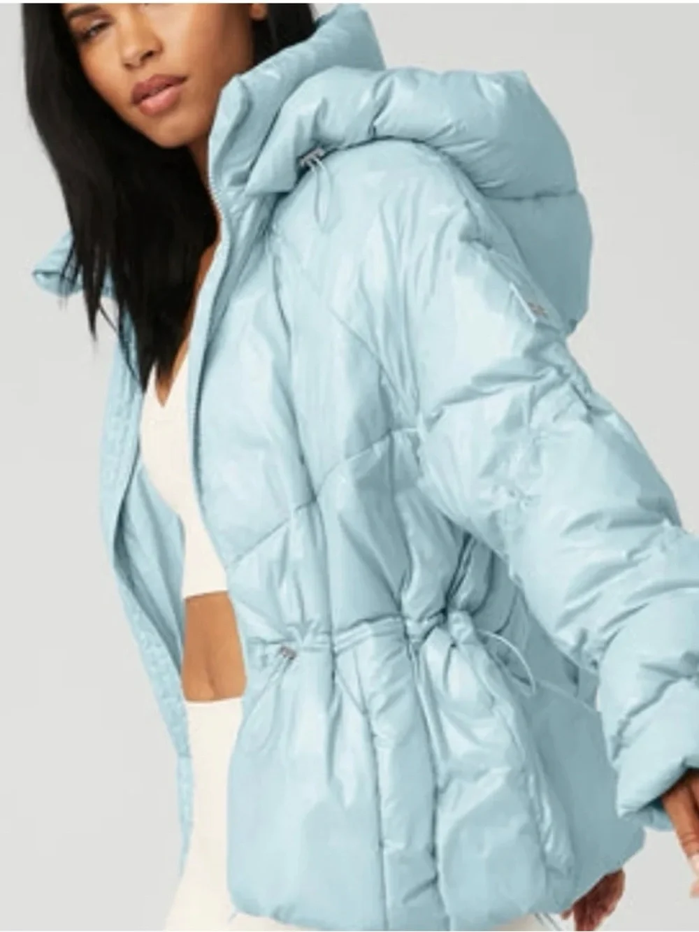 ALO Yoga Powder Blue Cropped Hooded Puffer